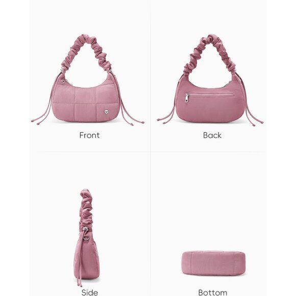 Lightweight Quilted Puffer Handbag - Trendy Nylon Purse with Adjustable Strap - Picture 5 of 6